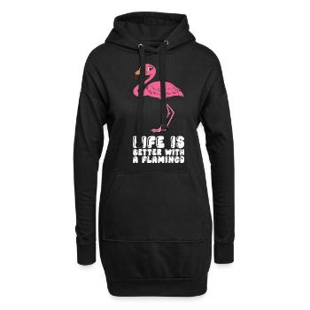 Drôles de graphismes flamants roses - Sweat-shirt à capuche long Femme - noir - Devant