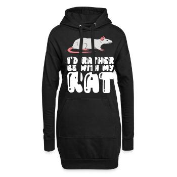 Je préfère être avec mon rat - Sweat-shirt à capuche long Femme - noir - Devant