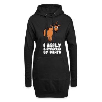 Facilement distrait par les chèvres - Sweat-shirt à capuche long Femme - noir - Devant