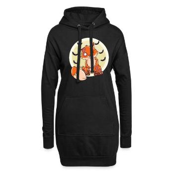 Halloween Zombie Tiere Halloween Fuchs - Hoodie-Kleid - Schwarz - Vorne