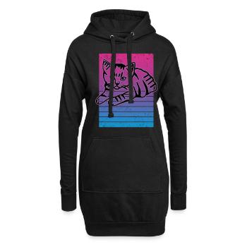Chat graphique Retro Cat pour les propriétaires de chats - Sweat-shirt à capuche long Femme - noir - Devant
