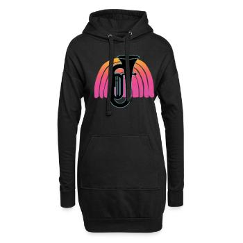 Joueur de tuba Tuba Instrument de musique - Sweat-shirt à capuche long Femme - noir - Devant