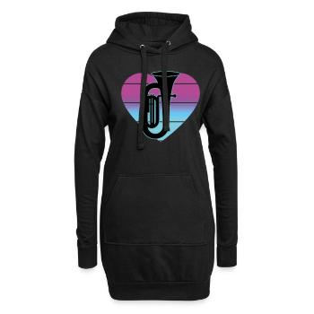 Joueur de tuba Tuba Instrument de musique - Sweat-shirt à capuche long Femme - noir - Devant