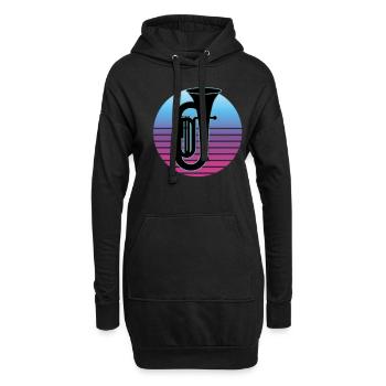 Joueur de tuba Tuba Instrument de musique - Sweat-shirt à capuche long Femme - noir - Devant