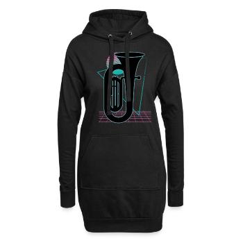 Joueur de tuba Tuba Instrument de musique - Sweat-shirt à capuche long Femme - noir - Devant