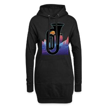 Joueur de tuba Tuba Instrument de musique - Sweat-shirt à capuche long Femme - noir - Devant