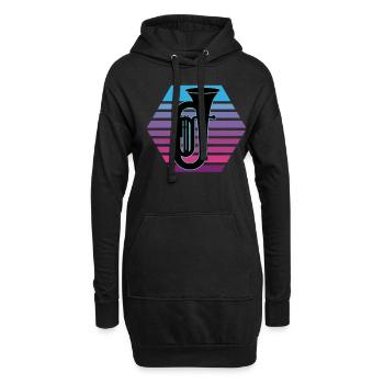 Joueur de tuba Tuba Instrument de musique - Sweat-shirt à capuche long Femme - noir - Devant