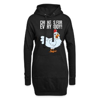 Des poulets pour tous - Sweat-shirt à capuche long Femme - noir - Devant