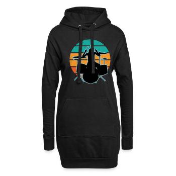Schlagzeuger und Schlagzeug - Hoodie-Kleid - Schwarz - Vorne