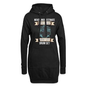 Ne sous-estimez jamais un vieil homme qui joue de la batterie - Sweat-shirt à capuche long Femme - noir - Devant
