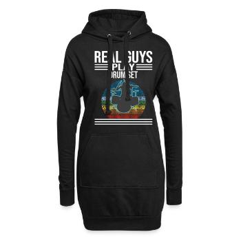De vrais gars jouent au batteur de batterie - Sweat-shirt à capuche long Femme - noir - Devant