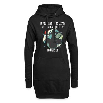 Si vous voulez que je vous écoute, parlez de batterie - Sweat-shirt à capuche long Femme - noir - Devant