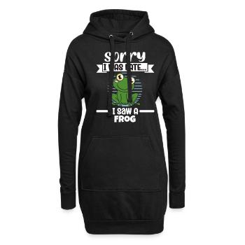 Grenouille désolé d’être en retard, j’ai vu une grenouille - Sweat-shirt à capuche long Femme - noir - Devant