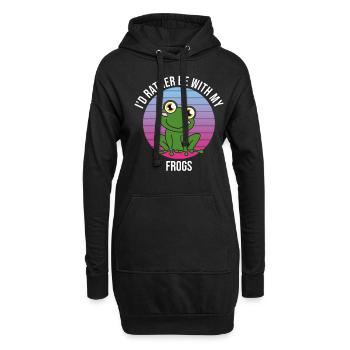 Grenouille Je préfère être avec mes grenouilles - Sweat-shirt à capuche long Femme - noir - Devant