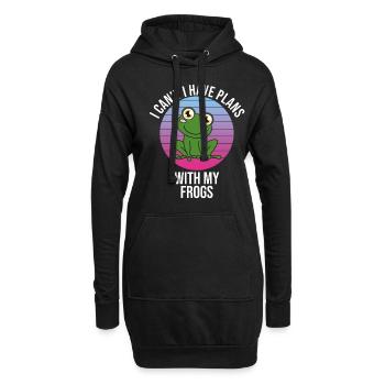 Grenouille Je ne peux pas J’ai des plans avec mes grenouilles - Sweat-shirt à capuche long Femme - noir - Devant