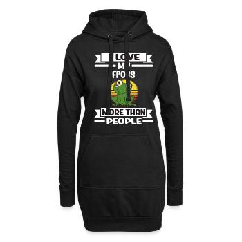 Grenouille J’aime mes grenouilles plus que les gens - Sweat-shirt à capuche long Femme - noir - Devant
