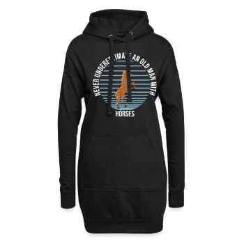 Ne sous-estimez jamais un vieil homme avec des chevaux - Sweat-shirt à capuche long Femme - noir - Devant