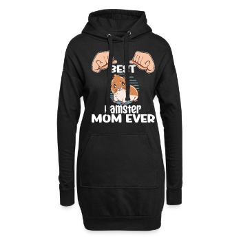 Je préfère être avec mon hamster - Sweat-shirt à capuche long Femme - noir - Devant