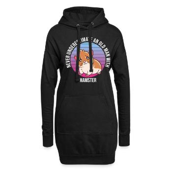 Je préfère être avec mon hamster - Sweat-shirt à capuche long Femme - noir - Devant