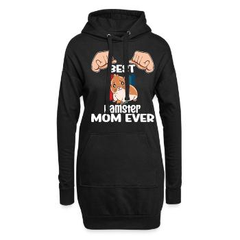 Je préfère être avec mon hamster - Sweat-shirt à capuche long Femme - noir - Devant