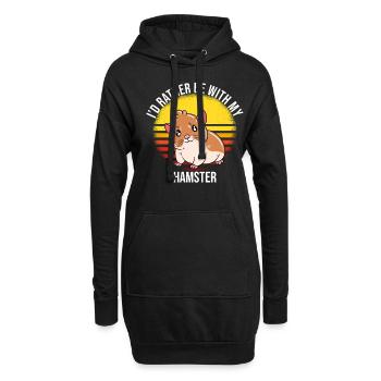 Je préfère être avec mon hamster - Sweat-shirt à capuche long Femme - noir - Devant