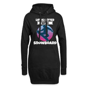 La vie est meilleure avec le snowboard - Sweat-shirt à capuche long Femme - noir - Devant