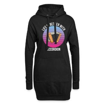 Life Is Better With Accordion - Hoodie-Kleid - Schwarz - Vorne