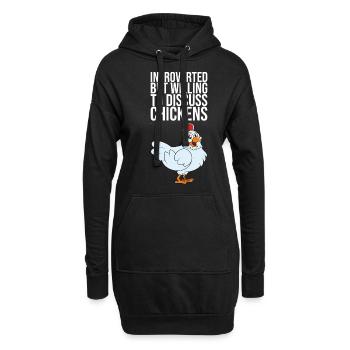 Introverti mais prêt à discuter des poulets - Sweat-shirt à capuche long Femme - noir - Devant