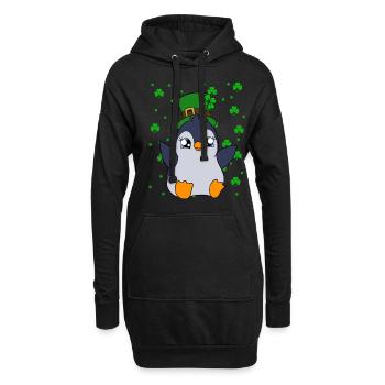 Manchot mignon Trèfle Saint-Patrick Pingouin - Sweat-shirt à capuche long Femme - noir - Devant