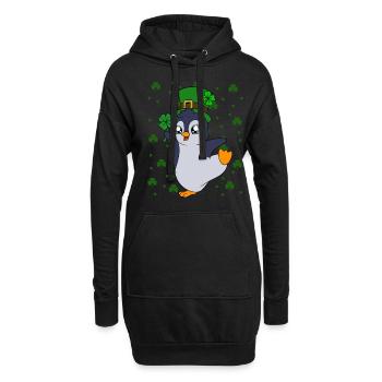 Cute Penguin Shamrocks Saint Patrick's Day Penguin - Hoodie-Kleid - Schwarz - Vorne