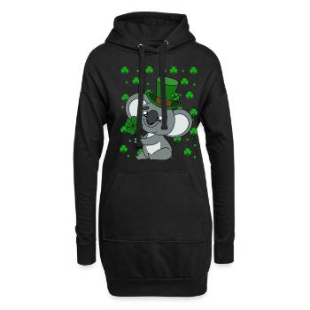 Mignon koala avec chapeau Saint-Patrick - Sweat-shirt à capuche long Femme - noir - Devant