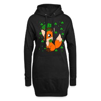Mignon trèfle renard Saint-Patrick - Sweat-shirt à capuche long Femme - noir - Devant
