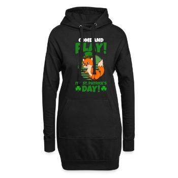 Mignon trèfle renard Saint-Patrick - Sweat-shirt à capuche long Femme - noir - Devant