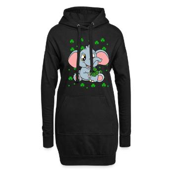 Mignons trèfles d’éléphants Fête de la Saint-Patrick - Sweat-shirt à capuche long Femme - noir - Devant