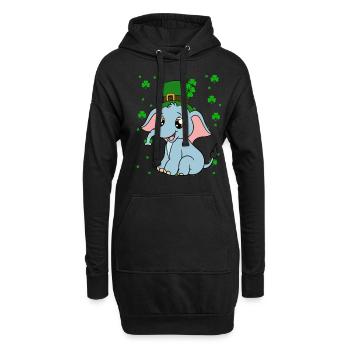 Mignons trèfles d’éléphants Fête de la Saint-Patrick - Sweat-shirt à capuche long Femme - noir - Devant