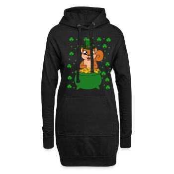Écureuil Clover Saint-Patrick - Sweat-shirt à capuche long Femme - noir - Devant