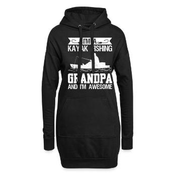 Kajakfischen und Kajakangeln - Hoodie-Kleid - Schwarz - Vorne