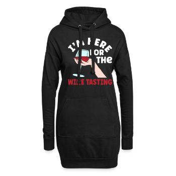 Je suis ici pour la dégustation de vin - Sweat-shirt à capuche long Femme - noir - Devant