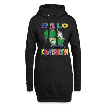 Bonjour Kindergarten Skateboarding Dino - Sweat-shirt à capuche long Femme - noir - Devant