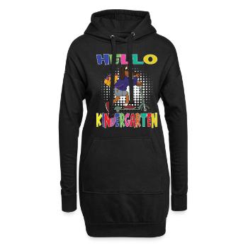 Bonjour chien de maternelle avec scooter - Sweat-shirt à capuche long Femme - noir - Devant
