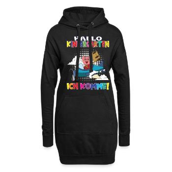 Kindergartenkind Hallo Kindergarten Ich Komme - Hoodie-Kleid - Schwarz - Vorne