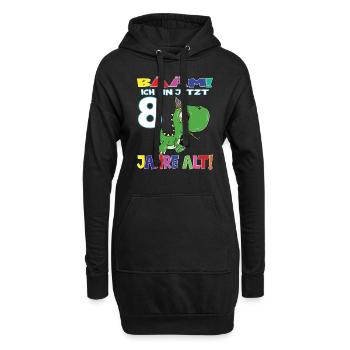 Bääm Ich Bin Jetzt 8 Jahre Alt Dino Geburtstag - Hoodie-Kleid - Schwarz - Vorne