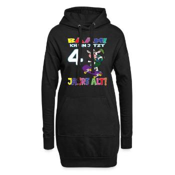 Bääm Ich Bin Jetzt 4 Jahre Alt Geburtstag Kuh - Hoodie-Kleid - Schwarz - Vorne