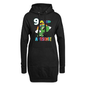 9 Et génial anniversaire Dino Boy - Sweat-shirt à capuche long Femme - noir - Devant