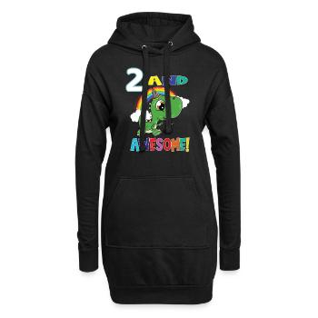 2 And Awesome Birthday Dino Boy - Hoodie-Kleid - Schwarz - Vorne