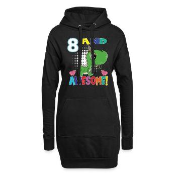 8 Et génial anniversaire T Rex dinosaure - Sweat-shirt à capuche long Femme - noir - Devant