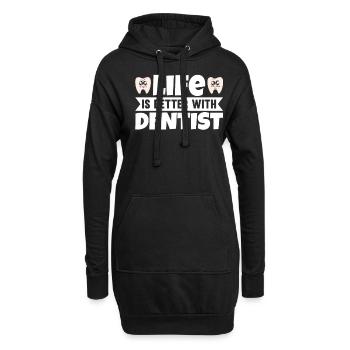 La vie est meilleure avec le dentiste - Sweat-shirt à capuche long Femme - noir - Devant