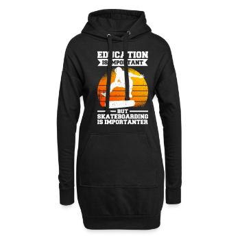 Skateboarding Is Importanter - Hoodie-Kleid - Schwarz - Vorne
