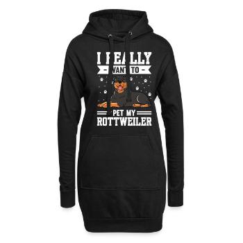 Je veux vraiment caresser mon Rottweiler - Sweat-shirt à capuche long Femme - noir - Devant