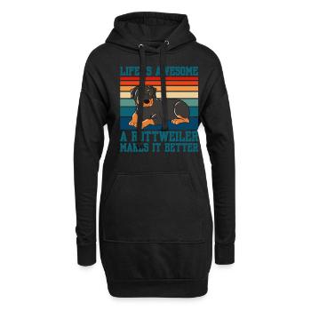 La vie est géniale Un Rottweiler la rend meilleure - Sweat-shirt à capuche long Femme - noir - Devant